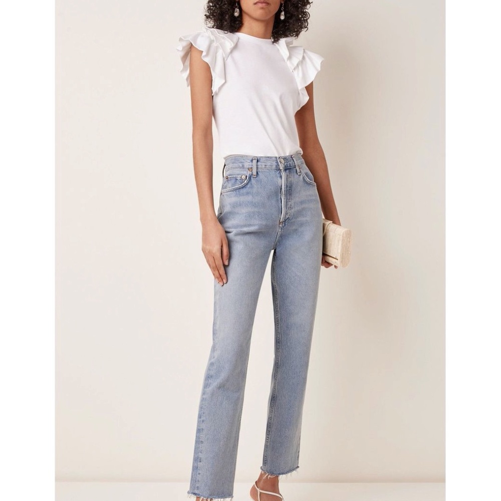 Alexis Womens White Cassis ruffled jersey top